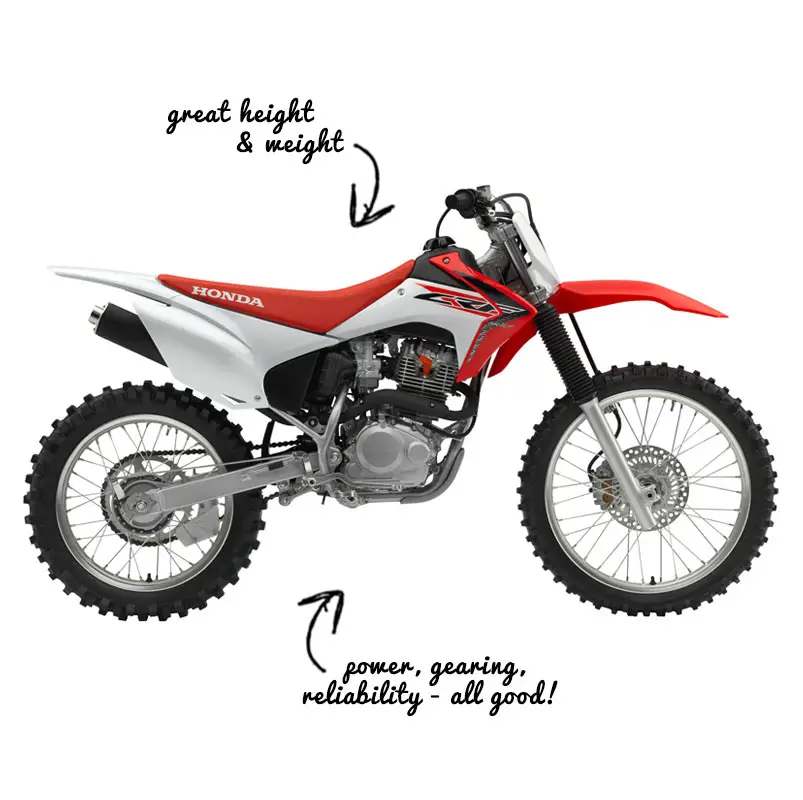 Dirt bike size 2024 for 12 year old