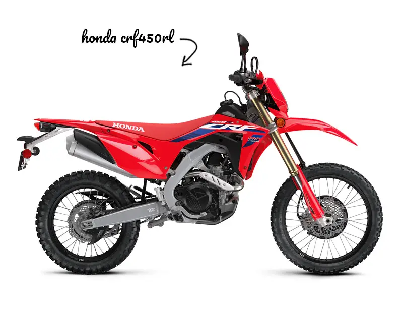 Photo of a Honda CRF450RL with arrow pointing at it