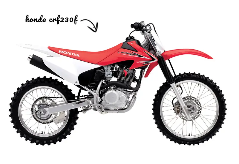 Honda CRF230F dirt bike on a white background