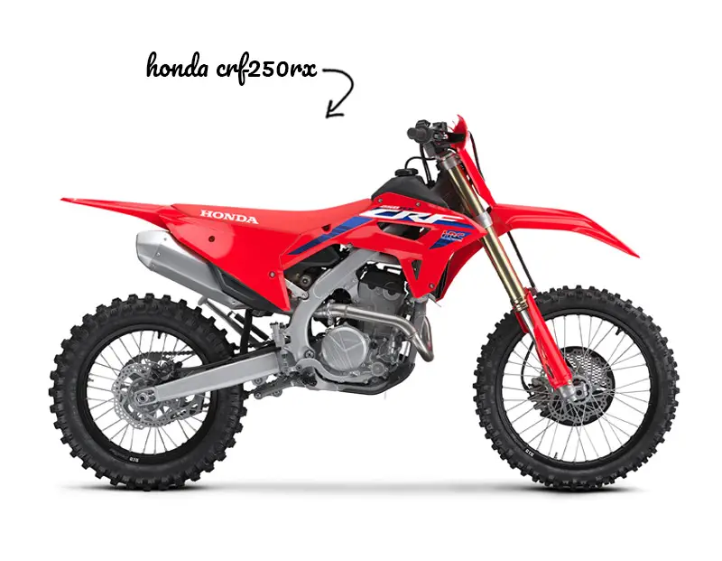Photo of a red Honda CRF250RX on white background
