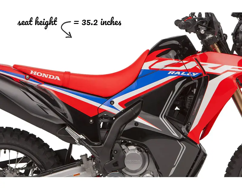 Photo of the seat height on a Honda CRF300LR