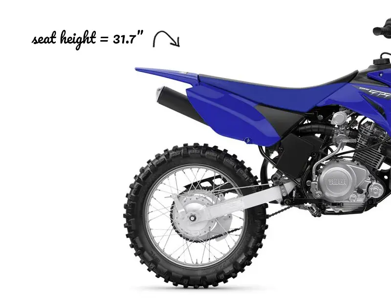 Illustration showing the Yamaha TTR 125 seat height