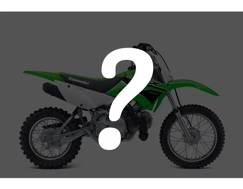 Dirt bike in background with a large question mark over it