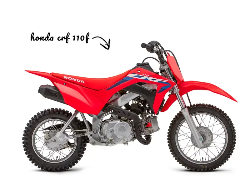 Honda CRF110F dirt bike on white background