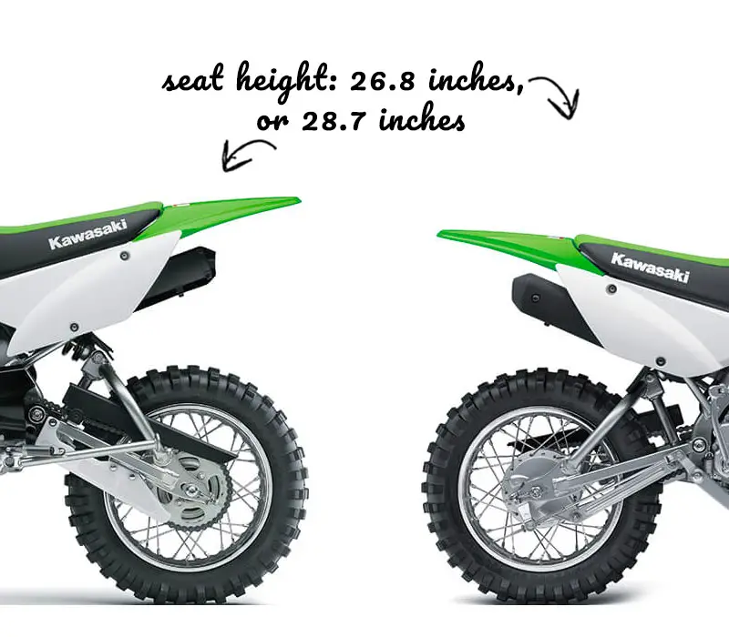 Photo of the KLX 110R and a 110L seats