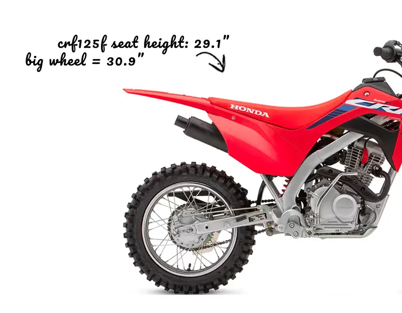 A Honda CRF125 seat 29 inches off of the ground