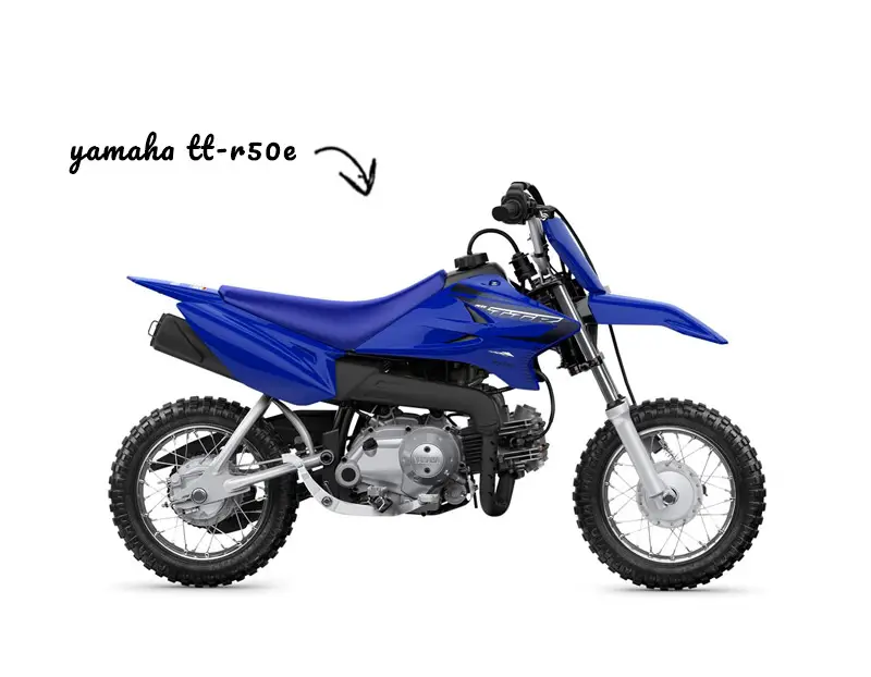 Yamaha TTR 50 dirt bike on white background