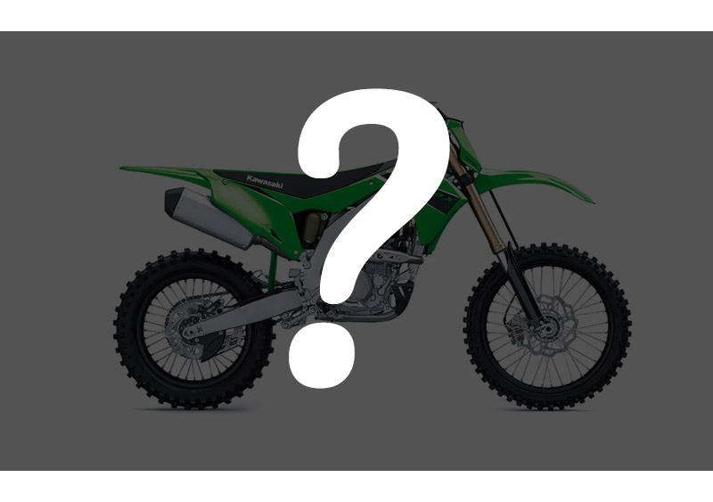 Question mark overlaid on top of a KX250X