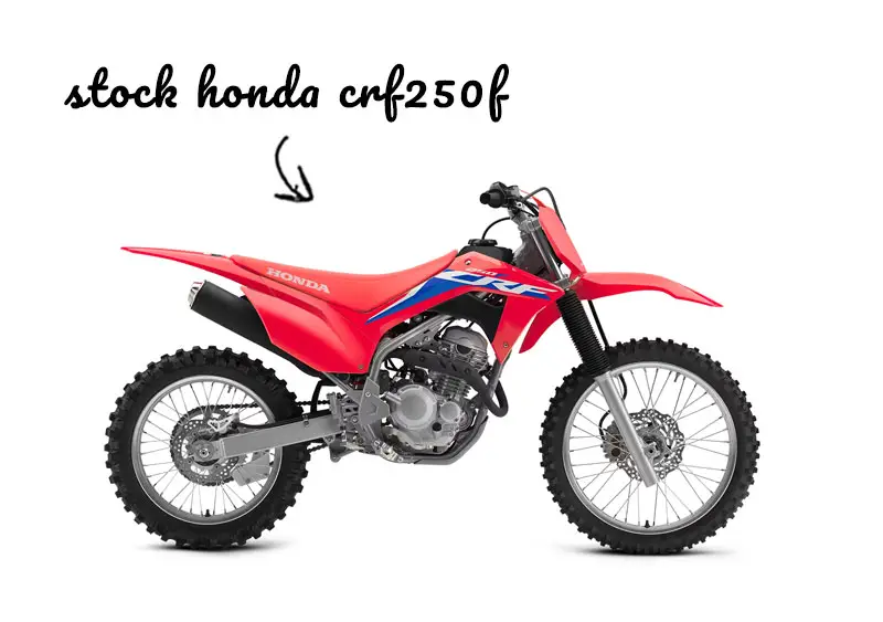 Stock Honda CRF250F dirt bike on white background