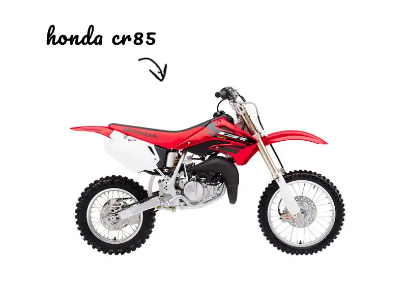 Honda CR85 dirt bike on white background