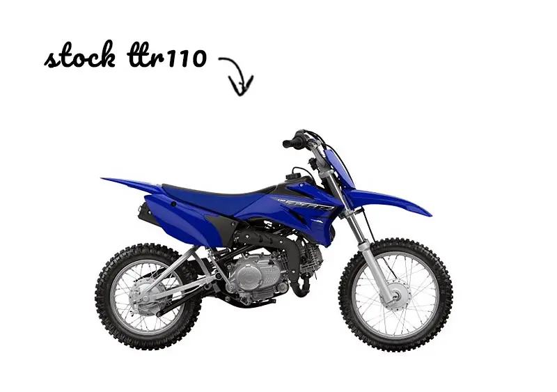 Stock Yamaha TTR110 Exhaust on white background