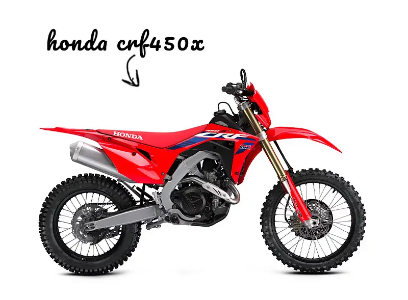 Arrow pointing at a 2024 Honda CRF450X