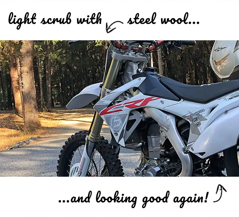 CRF450 after using a dirt bike plastic cleaner