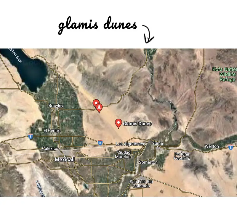 Map of the dirt bike trails at Glamis California