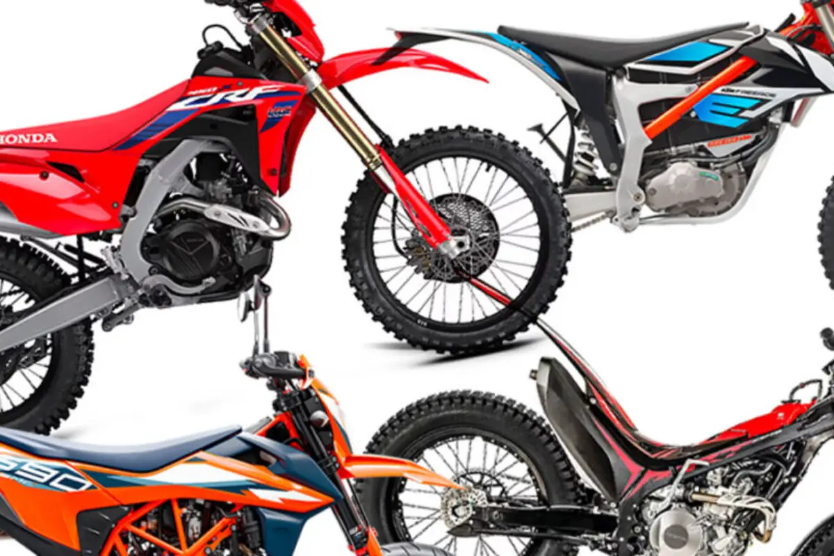 Four different types of dirt bikes