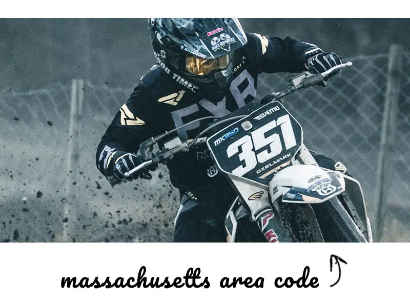 A dirt bike with the Massachusetts area code on it