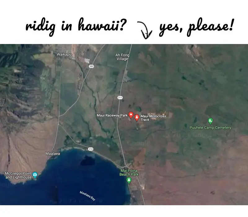 Map of different Maui dirt bike trails