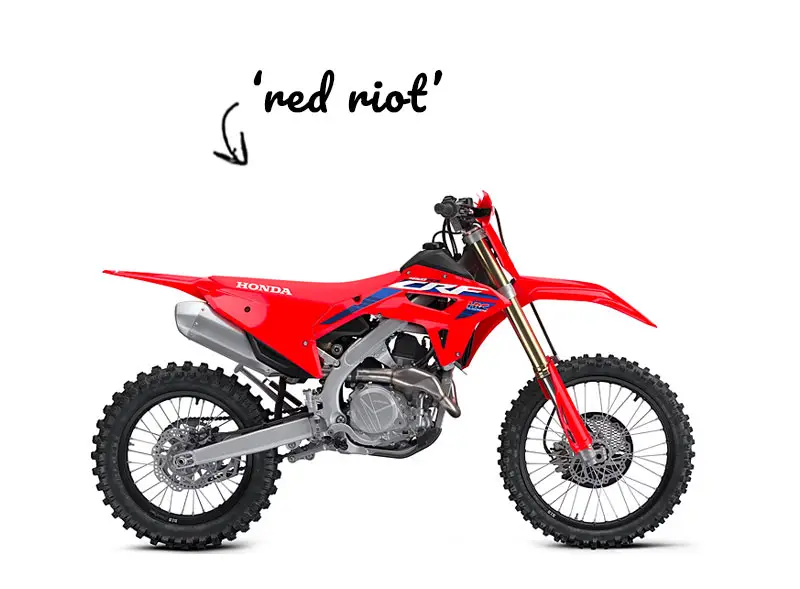 A Honda dirt bike named Red Riot