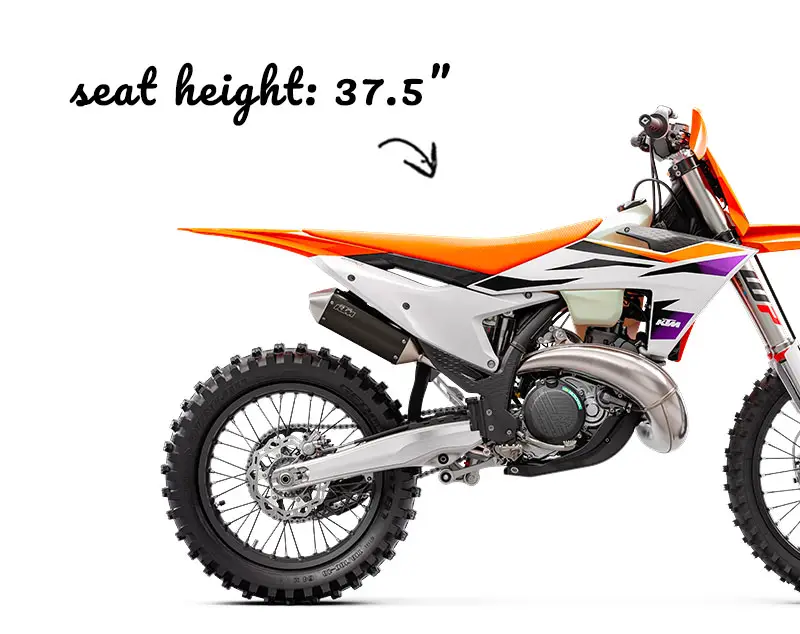 KTM seat height of 37.5 inches