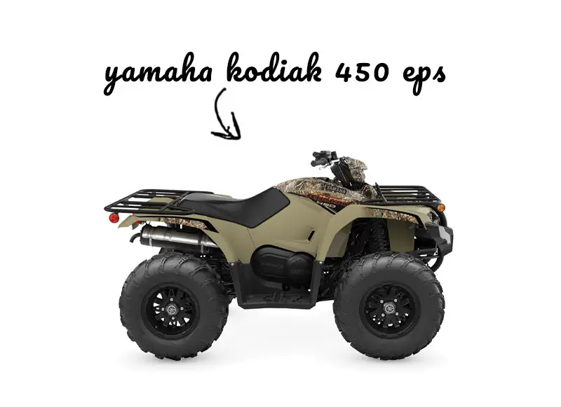 Arrow pointing at a Yamaha Kodiak 450 quad