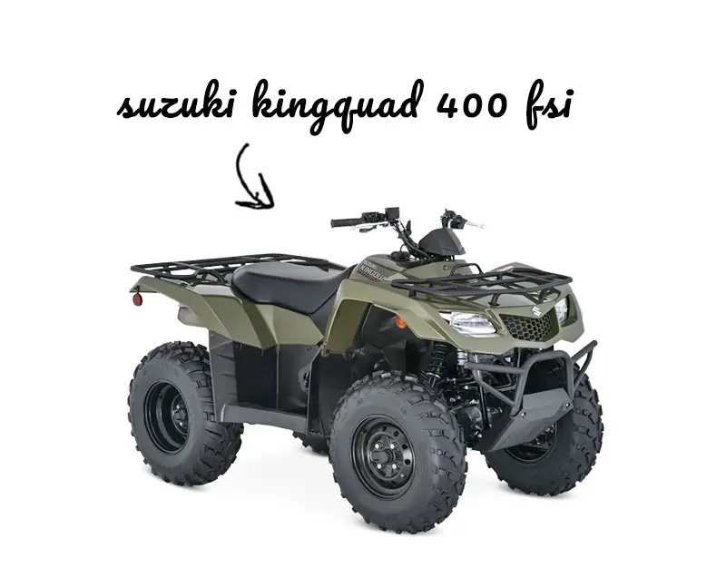 Arrow pointing at a Suzuki KingQuad 400 FSI